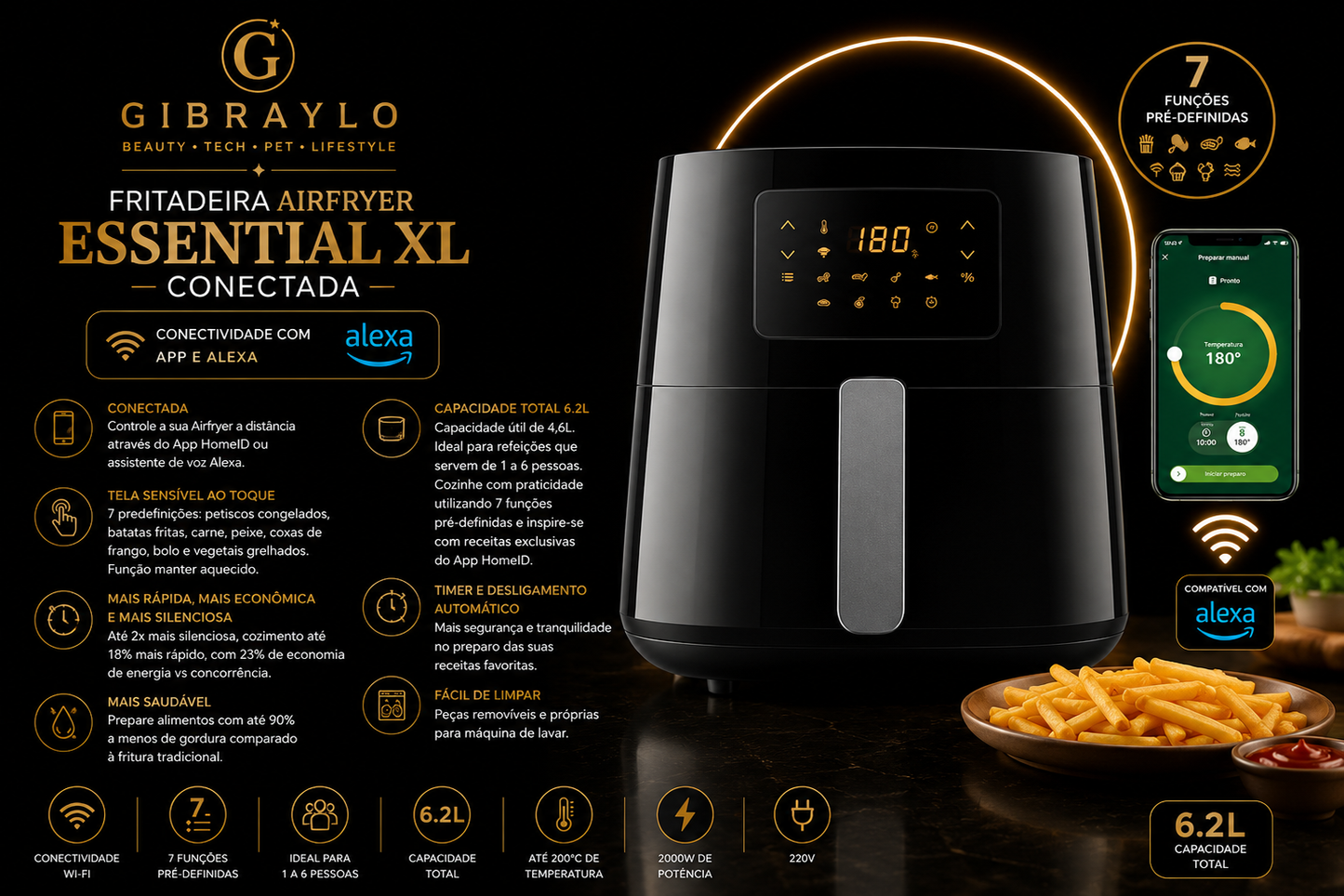 Fritadeira Air Fryer Essential Conectada