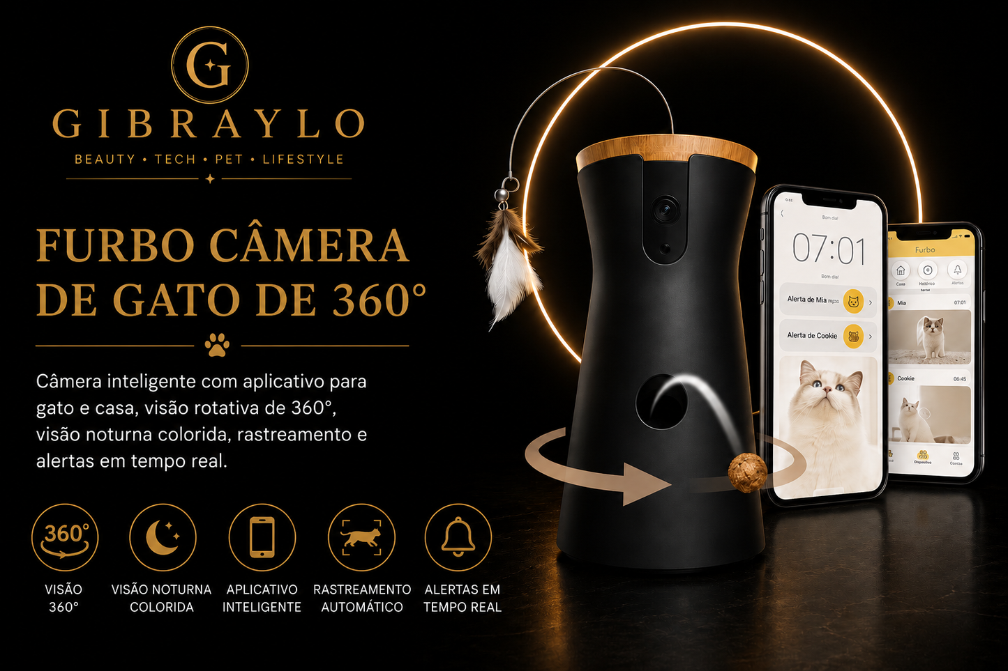 Câmera Inteligente 360° para Gatos